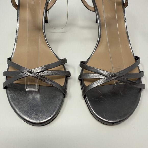 Stuart Weitzman Starla Strappy Sandal Heels Women's 9 Gunmetal Dark Silver NWOB - Picture 6 of 14
